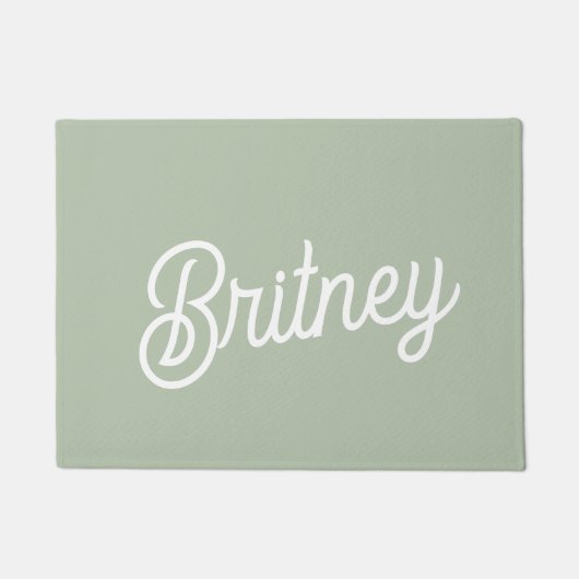 Modern Sage Green gepersonaliseerd monogram en naa Deurmat (Voorkant)
