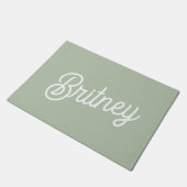Modern Sage Green gepersonaliseerd monogram en naa Deurmat (Schuin)
