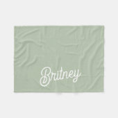 Modern Sage Green gepersonaliseerd monogram en naa Fleece Deken (Voorkant (Horizontaal))