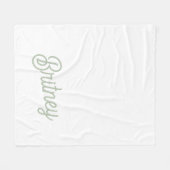 Modern Sage Green gepersonaliseerd monogram en naa Fleece Deken (Voorkant (Horizontaal))