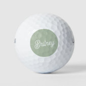 Modern Sage Green gepersonaliseerd monogram en naa Golfballen (Voorkant)