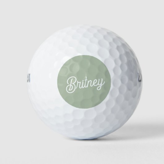 Modern Sage Green gepersonaliseerd monogram en naa Golfballen (Voorkant)