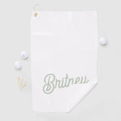 Modern Sage Green gepersonaliseerd monogram en naa Golfhanddoek (Insitu)