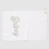 Modern Sage Green gepersonaliseerd monogram en naa Golfhanddoek (Horizontaal)