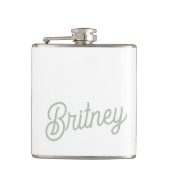 Modern Sage Green gepersonaliseerd monogram en naa Heupfles (Voorkant)