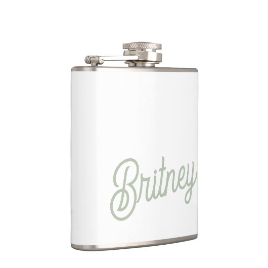 Modern Sage Green gepersonaliseerd monogram en naa Heupfles (Rechts)