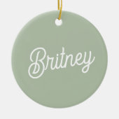 Modern Sage Green gepersonaliseerd monogram en naa Keramisch Ornament (Voorkant)
