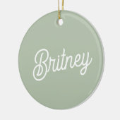 Modern Sage Green gepersonaliseerd monogram en naa Keramisch Ornament (Links)