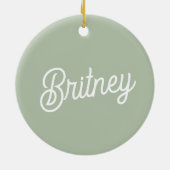 Modern Sage Green gepersonaliseerd monogram en naa Keramisch Ornament (Achterkant)