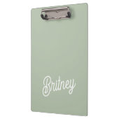Modern Sage Green gepersonaliseerd monogram en naa Klembord (Links)
