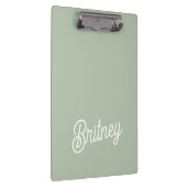 Modern Sage Green gepersonaliseerd monogram en naa Klembord (Rechts)