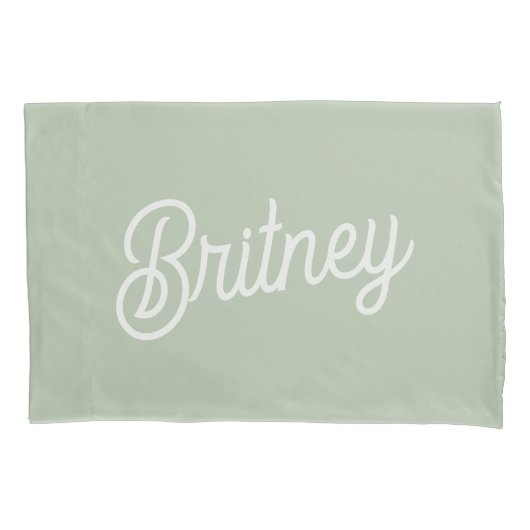 Modern Sage Green gepersonaliseerd monogram en naa Kussensloop (Voorkant)