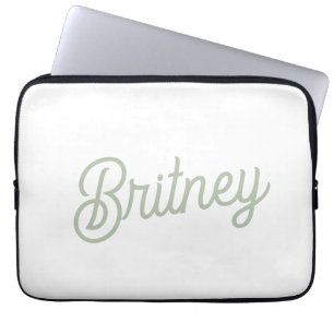 Modern Sage Green gepersonaliseerd monogram en naa Laptop Sleeve