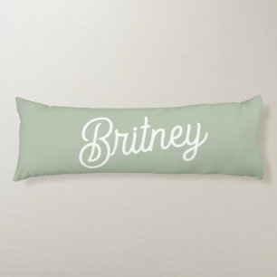Modern Sage Green gepersonaliseerd monogram en naa Lichaamskussen