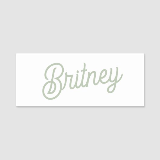 Modern Sage Green gepersonaliseerd monogram en naa Naamplaatje (Voorkant)