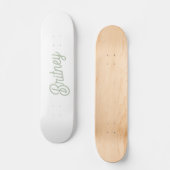 Modern Sage Green gepersonaliseerd monogram en naa Persoonlijk Skateboard (Voorkant)