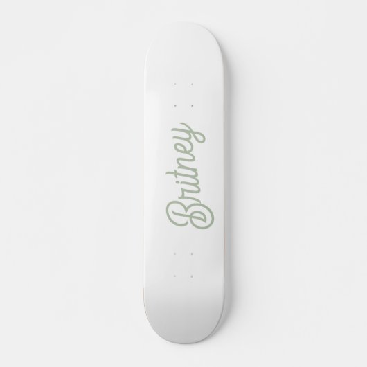 Modern Sage Green gepersonaliseerd monogram en naa Persoonlijk Skateboard (Voorkant)