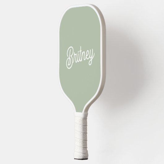 Modern Sage Green gepersonaliseerd monogram en naa Pickleball Paddle (Links)