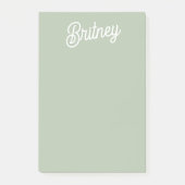 Modern Sage Green gepersonaliseerd monogram en naa Post-it® Notes (Voorkant)