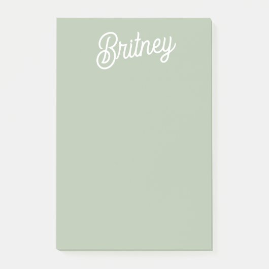 Modern Sage Green gepersonaliseerd monogram en naa Post-it® Notes (Voorkant)