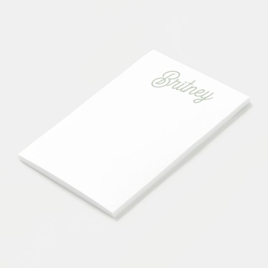Modern Sage Green gepersonaliseerd monogram en naa Post-it® Notes (Schuin)