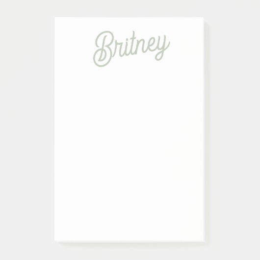 Modern Sage Green gepersonaliseerd monogram en naa Post-it® Notes (Voorkant)