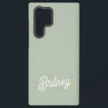 Modern Sage Green gepersonaliseerd monogram en naa Samsung Galaxy Hoesje<br><div class="desc">Het moderne Sage Green gepersonaliseerde monogram en de naam Samsung Galaxy S22 Ultra Hoesje combineren elegantie met bescherming. Met een chique salie groene tint, het is aangepast met uw monogram en naam, het verstrekken van een persoonlijke touch, terwijl het houden van uw telefoon veilig. Het hoesje is ontworpen om uw...</div>