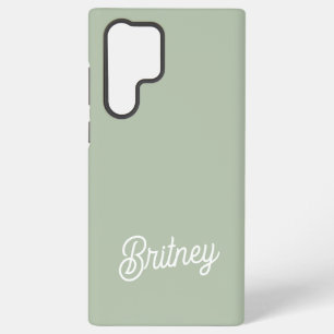Modern Sage Green gepersonaliseerd monogram en naa Samsung Galaxy Hoesje