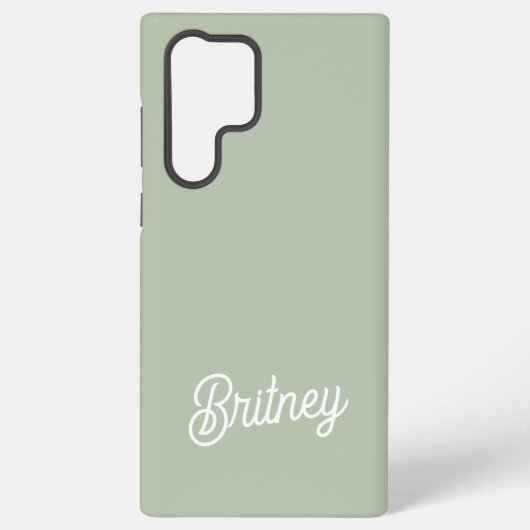Modern Sage Green gepersonaliseerd monogram en naa Samsung Galaxy Hoesje (Achterkant)