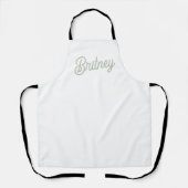 Modern Sage Green gepersonaliseerd monogram en naa Schort (Voorkant)