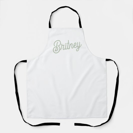 Modern Sage Green gepersonaliseerd monogram en naa Schort (Voorkant)