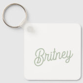 Modern Sage Green gepersonaliseerd monogram en naa Sleutelhanger (Voorkant)