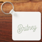 Modern Sage Green gepersonaliseerd monogram en naa Sleutelhanger (Voorkant)