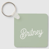 Modern Sage Green gepersonaliseerd monogram en naa Sleutelhanger (Voorkant)