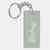 Modern Sage Green gepersonaliseerd monogram en naa Sleutelhanger (Voorkant Links)