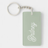 Modern Sage Green gepersonaliseerd monogram en naa Sleutelhanger (Voorkant)