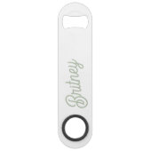 Modern Sage Green gepersonaliseerd monogram en naa Speed Flessenopener (Achterkant)