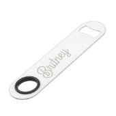 Modern Sage Green gepersonaliseerd monogram en naa Speed Flessenopener (Achterkant Gekanteld)