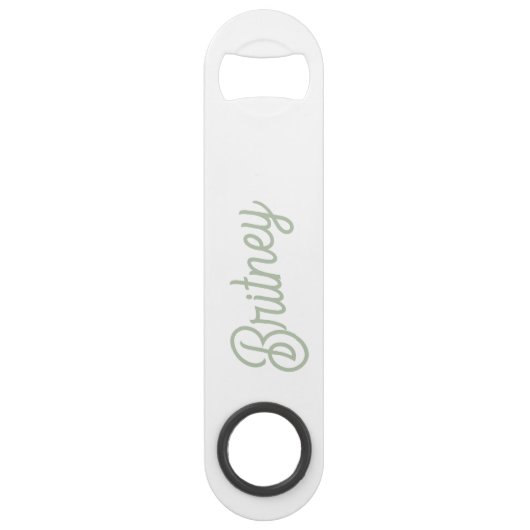 Modern Sage Green gepersonaliseerd monogram en naa Speed Flessenopener (Voorkant)