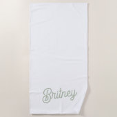 Modern Sage Green gepersonaliseerd monogram en naa Strandlaken (Voorkant)