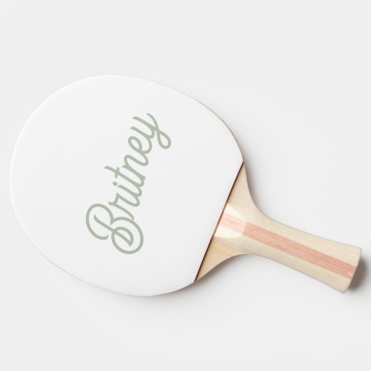 Modern Sage Green gepersonaliseerd monogram en naa Tafeltennisbatje (Zijkant)