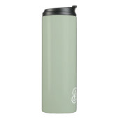 Modern Sage Green gepersonaliseerd monogram en naa Thermosbeker (Gedraaid links)