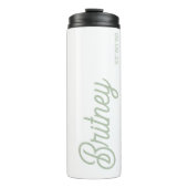 Modern Sage Green gepersonaliseerd monogram en naa Thermosbeker (Voorkant)