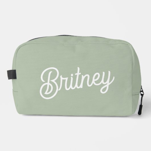 Modern Sage Green gepersonaliseerd monogram en naa Toilettasje (Voorkant)