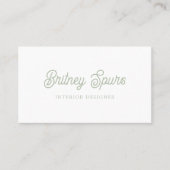 Modern Sage Green gepersonaliseerd monogram en naa Visitekaartje (Voorkant)