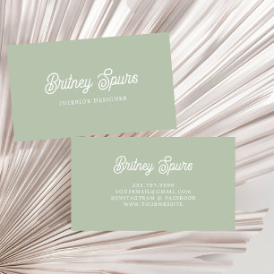 Modern Sage Green gepersonaliseerd monogram en naa Visitekaartje