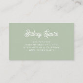 Modern Sage Green gepersonaliseerd monogram en naa Visitekaartje (Achterkant)