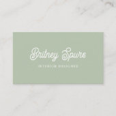 Modern Sage Green gepersonaliseerd monogram en naa Visitekaartje (Voorkant)