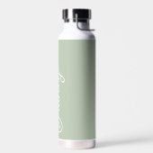 Modern Sage Green gepersonaliseerd monogram en naa Waterfles (Links)