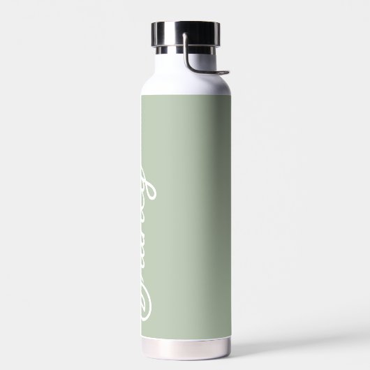 Modern Sage Green gepersonaliseerd monogram en naa Waterfles (Links)